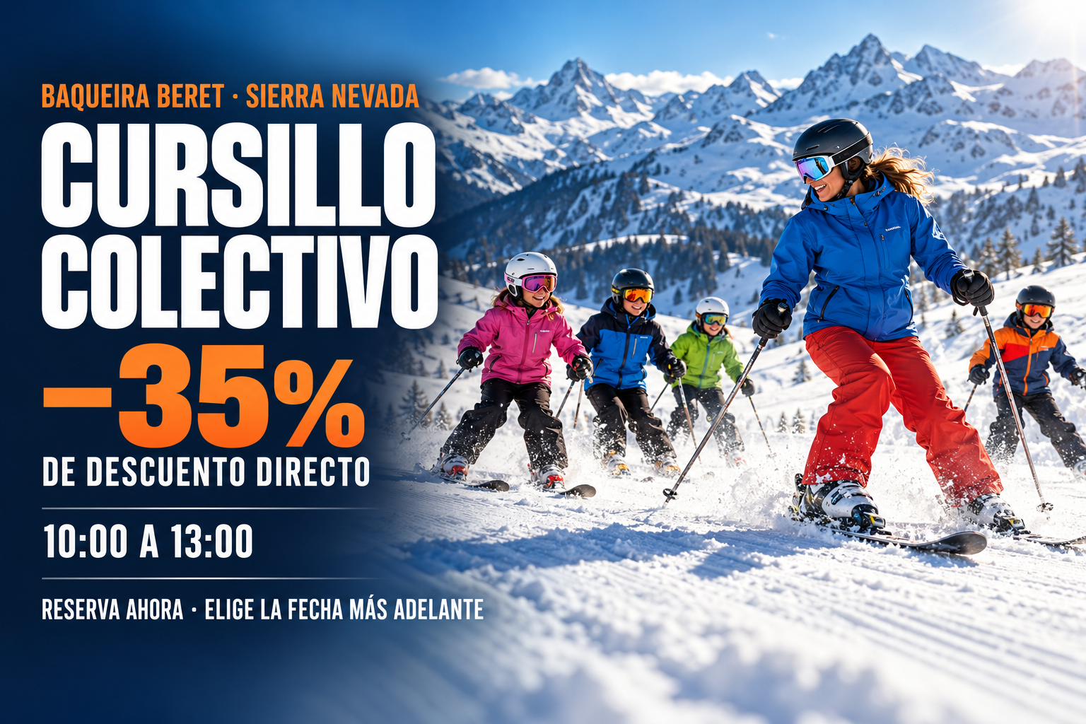 Cursillo de esquí 10:00 a 13:00 y 13:00 a 16:00 — Oferta especial (Sierra Nevada)